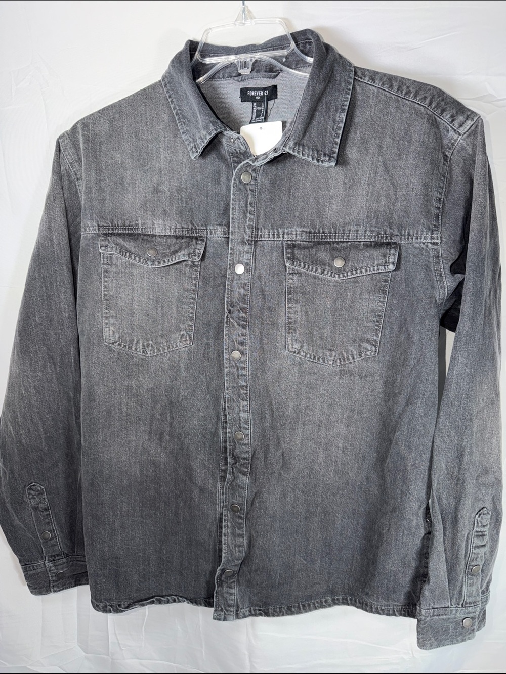 Forever 21 Gray Washed Denim Shirt Jacket